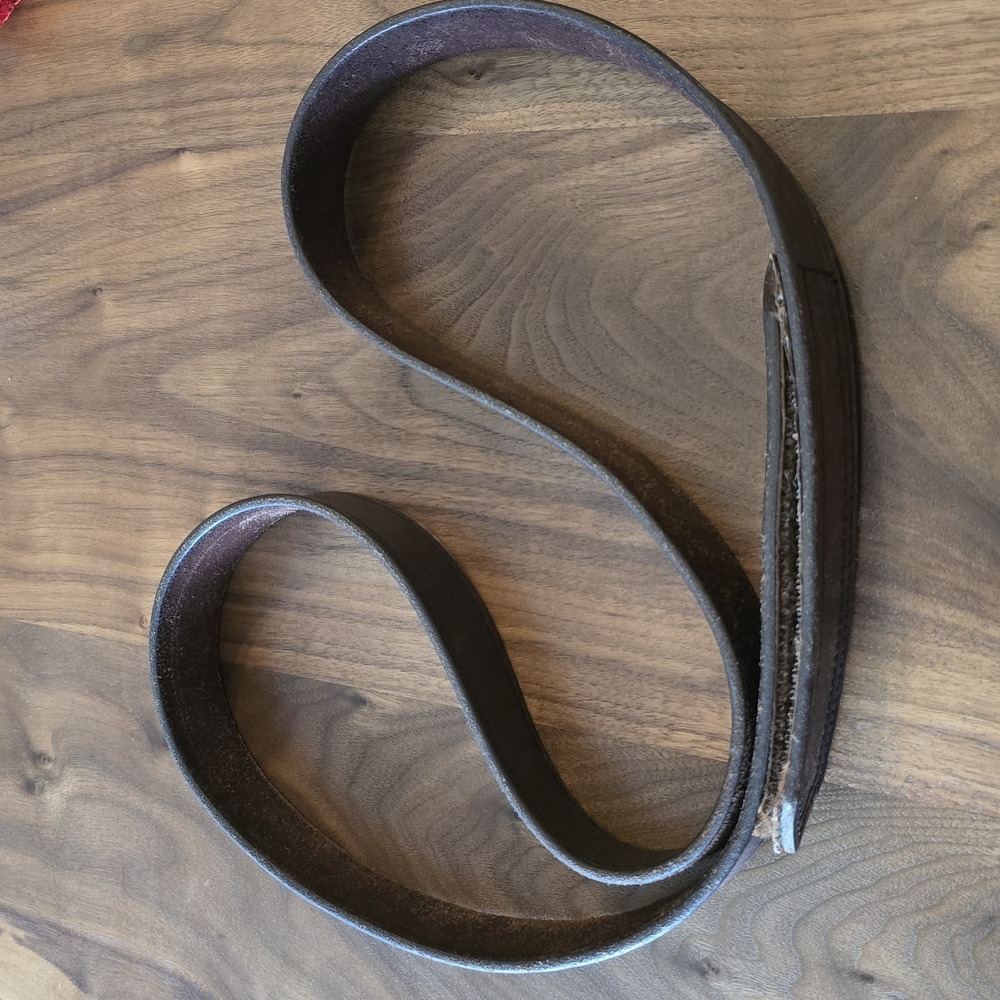 Duluth Trading Co Belt Mens 50 Brown Leather Hook and Loop Workwear USA 81024